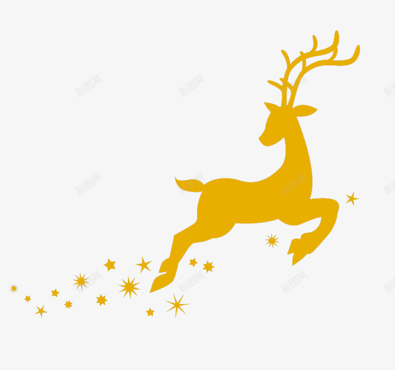 奔跑的金色麋鹿简图png免抠素材_新图网 https://ixintu.com 动作 动物 可爱的 奔跑的 犄角 金色麋鹿 麋鹿