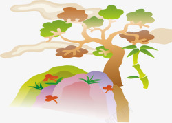 罗汉松树素描松树矢量图图标高清图片
