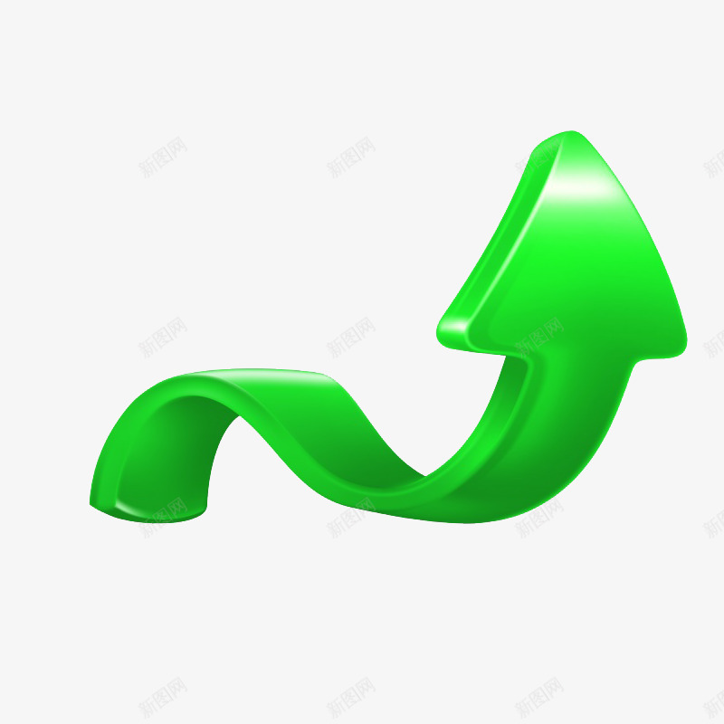 弯曲绿色箭头png免抠素材_新图网 https://ixintu.com 弧线 弯曲 曲线 科技 科技弧线 立体 箭头 线条