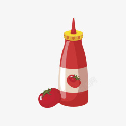 尖口红色塑料瓶子番茄酱包装和西红柿高清图片