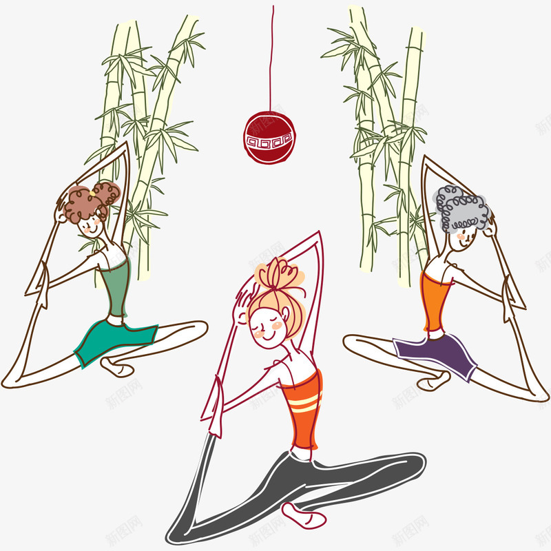 在练瑜伽的女孩们png免抠素材_新图网 https://ixintu.com 体操 女孩 瑜伽 美女 运动 锻炼