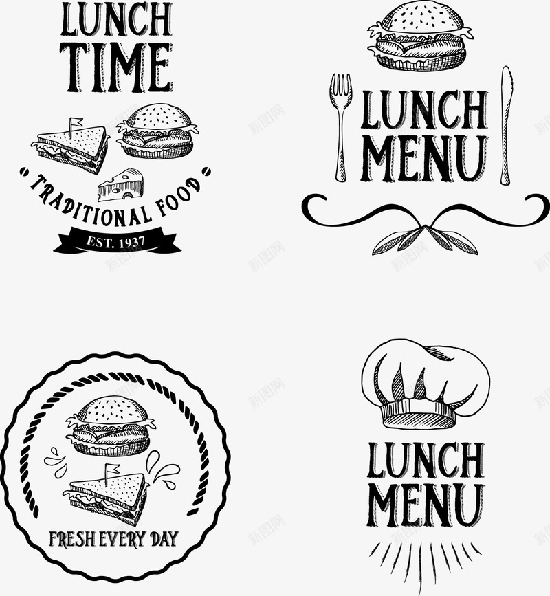 黑色午餐菜单logopng免抠素材_新图网 https://ixintu.com logo 菜单 装饰 食物 黑色