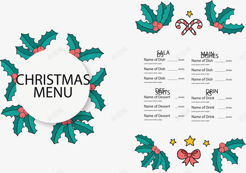 圣诞树叶菜单模板png免抠素材_新图网 https://ixintu.com 圣诞树叶 圣诞节 圣诞菜单 树叶标题框 矢量png 菜单
