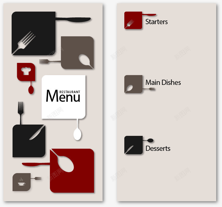 时尚餐厅菜单矢量图ai免抠素材_新图网 https://ixintu.com 菜单 菜单设计 餐厅菜单 矢量图