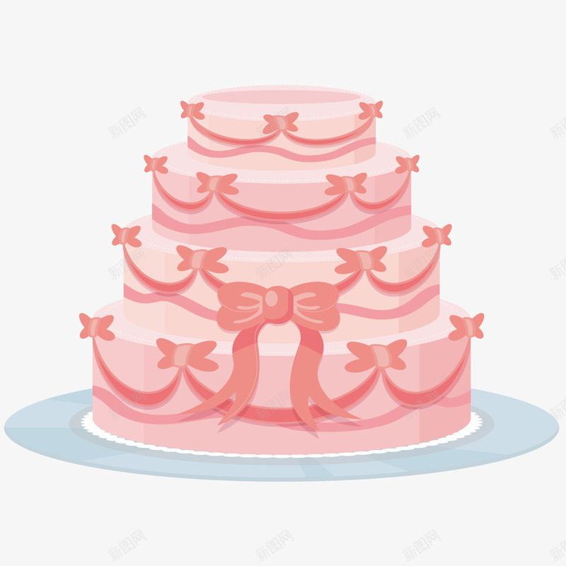 卡通粉红色的婚礼蛋糕矢量图ai免抠素材_新图网 https://ixintu.com 婚礼 粉红色 结婚 蛋糕 蝴蝶结 表白节 矢量图