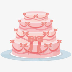 卡通粉红色的婚礼蛋糕矢量图素材