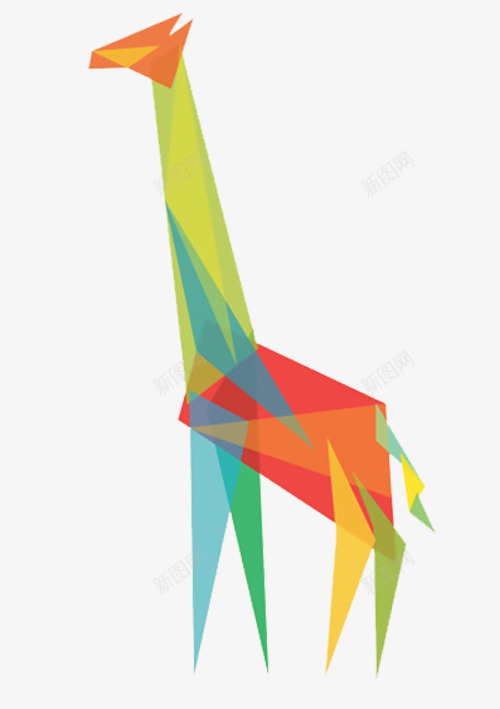 不规则图形组合的长颈鹿psd免抠素材_新图网 https://ixintu.com 三角形 彩色系列 长颈鹿