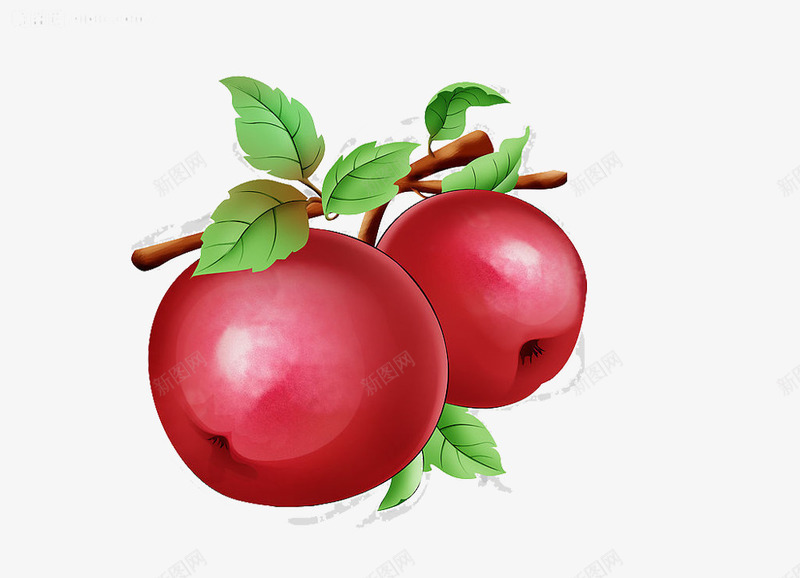 手绘红苹果png免抠素材_新图网 https://ixintu.com 手绘 水彩 水果 红苹果 苹果 食物