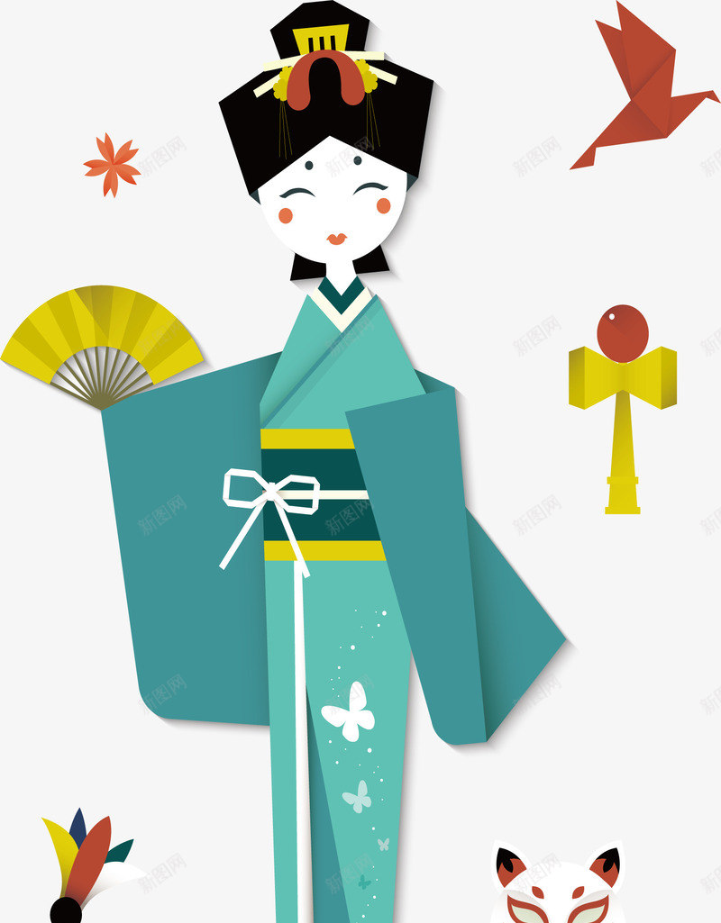 日本美女和服png免抠素材_新图网 https://ixintu.com 和服 日本 装饰
