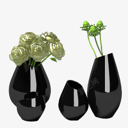 四个黑色花瓶素材