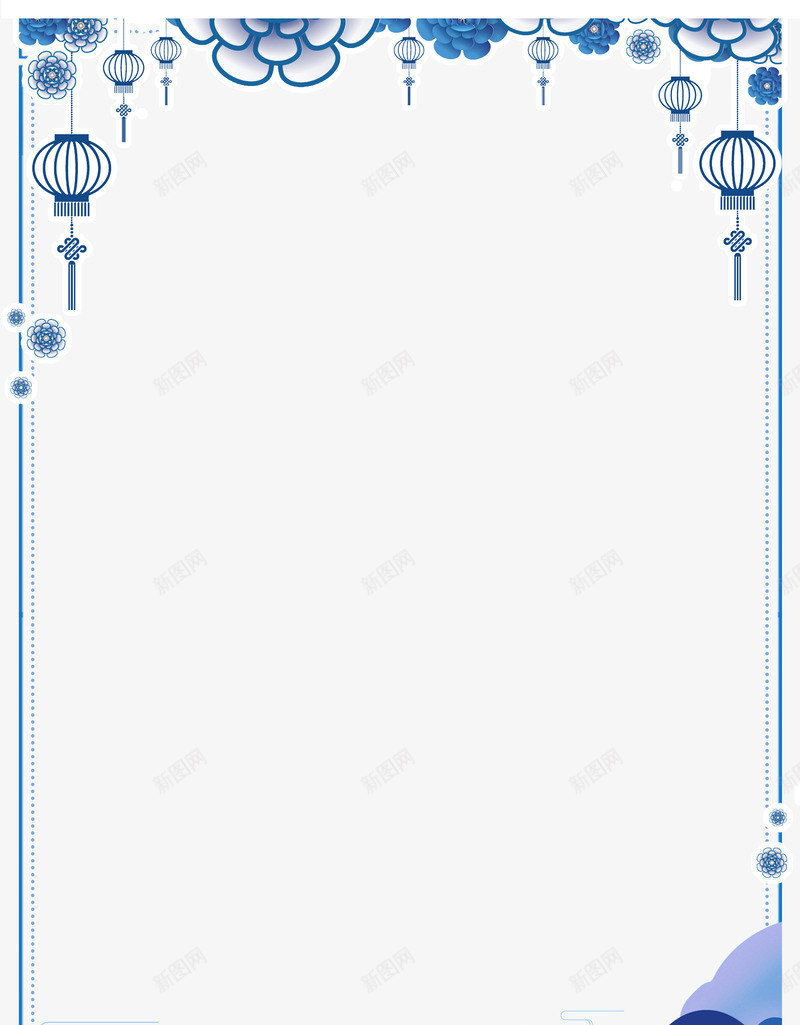 2019年味png免抠素材_新图网 https://ixintu.com 年味 底板 灯笼 蓝色
