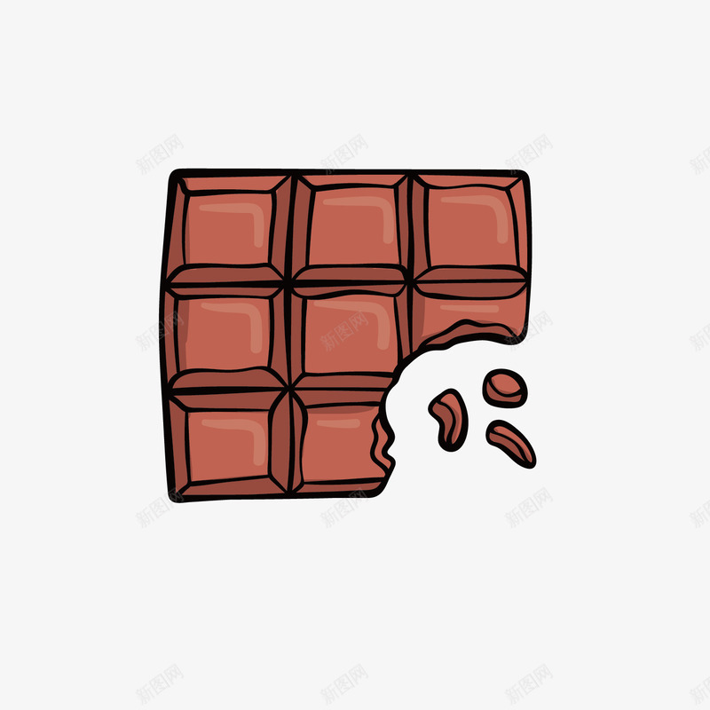 被咬过的巧克力手绘矢量图ai免抠素材_新图网 https://ixintu.com 咬了一口 唯美 块状 巧克力 手绘 方块 方形 水彩 矢量图