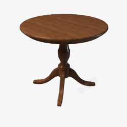 中式棕色木制圆形木桌简单中式古典圆形木桌高清图片