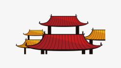 唯美精美中国风复古亭子屋檐装饰素材