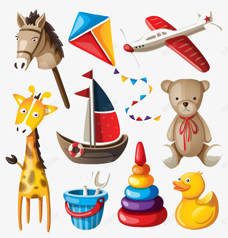儿童玩具png免抠素材_新图网 https://ixintu.com 儿童玩具儿童玩具模板下载儿童玩具鸭子动物小鹿卡通插画餐饮