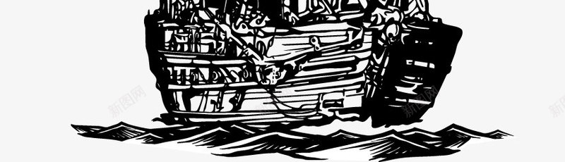 黑色海盗船png免抠素材_新图网 https://ixintu.com png图形 png装饰 手绘 海盗船 装饰 黑色