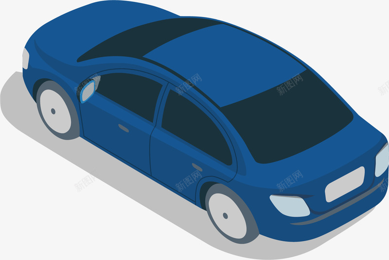 蓝色汽车手绘矢量图ai免抠素材_新图网 https://ixintu.com 商务 四轮 汽车 蓝色 车轮 车辆 轿车 矢量图