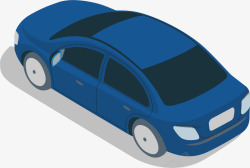 蓝色汽车手绘矢量图素材