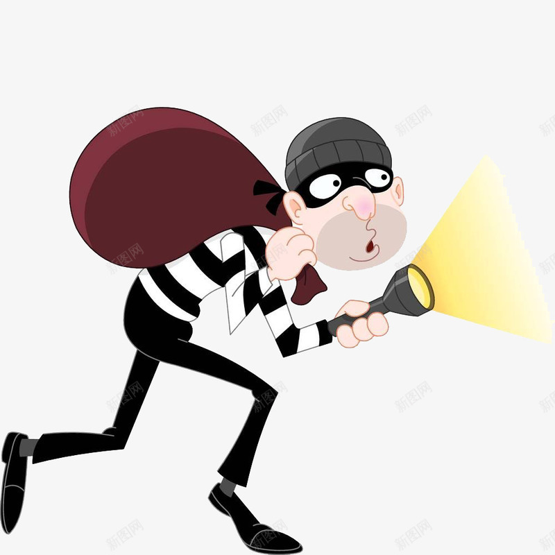 提着包的小偷png免抠素材_新图网 https://ixintu.com 两个手拿着物品 偷东西 偷窃东西 卡通手绘 小偷 拎 拎东西 拿着 挎着 提东西 提包裹 提起来 查看 眼罩的小偷 警察抓贼