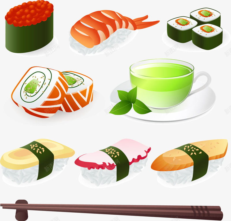 美味食物png免抠素材_新图网 https://ixintu.com 寿司食物 日本 菜单