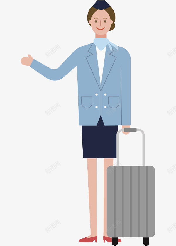 卡通拉着行李箱的女人png免抠素材_新图网 https://ixintu.com 卡通 女人 微笑的 手绘 插图 漂亮的 空姐 行李箱