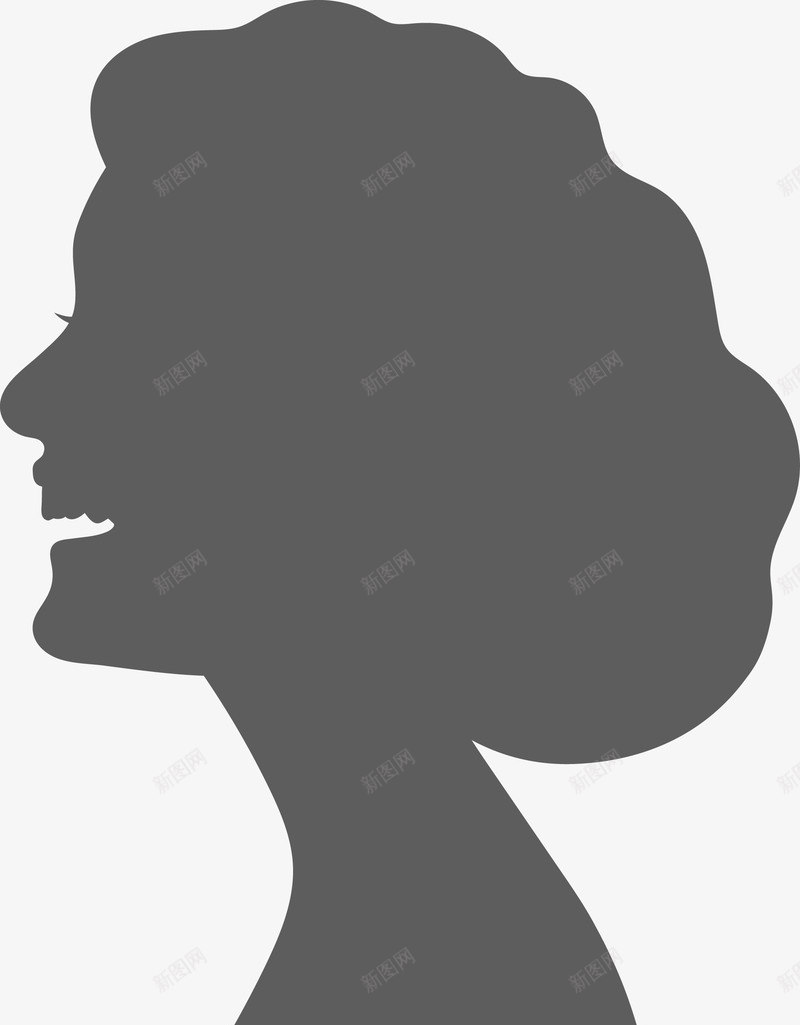 微笑的女人剪影图图标png_新图网 https://ixintu.com 五官 人 卡通 口鼻 头 头部 头部剪影 女人 女孩 角色 身体 轮廓 面孔剪影