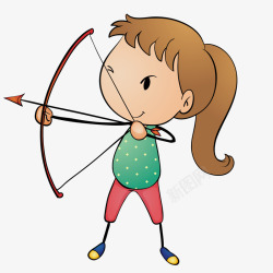 奥运运动卡通人物影子卡通射箭女孩高清图片