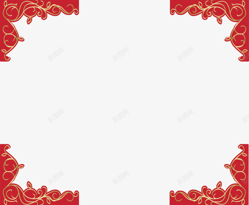 红色花纹婚礼边框png免抠素材_新图网 https://ixintu.com 婚礼 红色 花纹 边框
