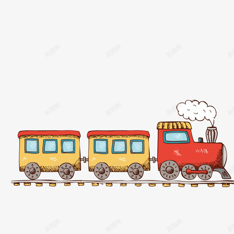 彩色的火车png免抠素材_新图网 https://ixintu.com Q版小火车 png图形 卡通 彩色 手绘 火车 烟雾 装饰