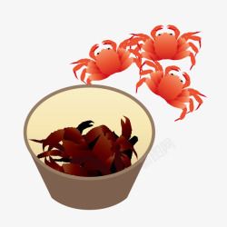 卡通红烧螃蟹素材