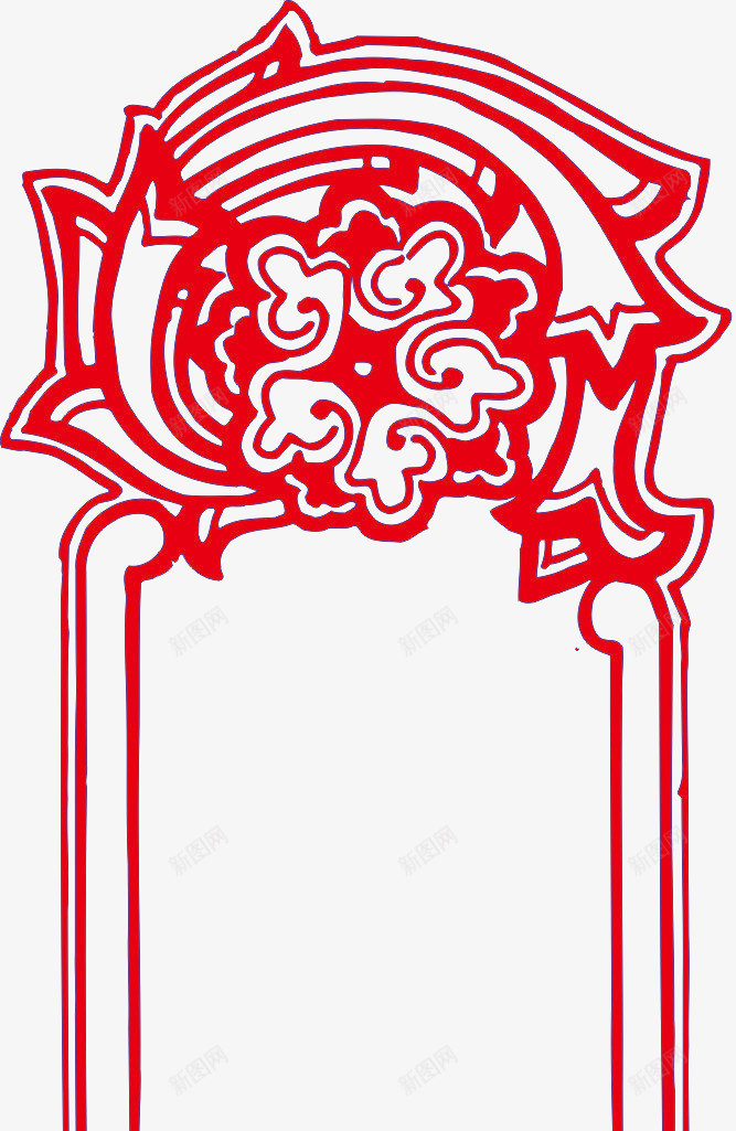 红色中式创意边框纹理png免抠素材_新图网 https://ixintu.com 中国风 红色 纹理 花边 边框