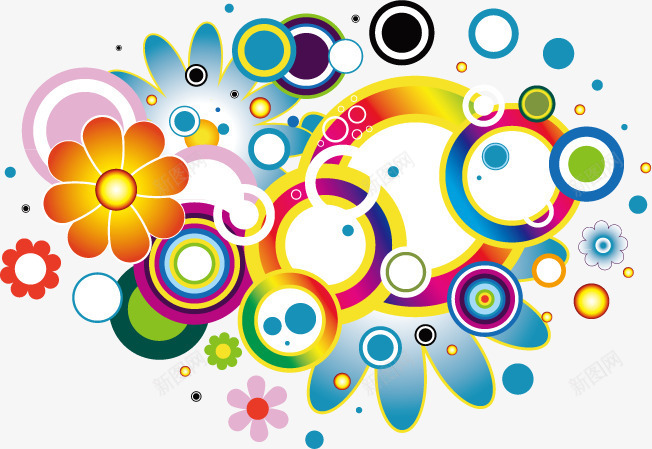 花朵png免抠素材_新图网 https://ixintu.com 多彩缤纷圆圈 海报元素 聚会海报元素 色彩斑斓的图形