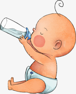 婴儿喝水矢量图素材