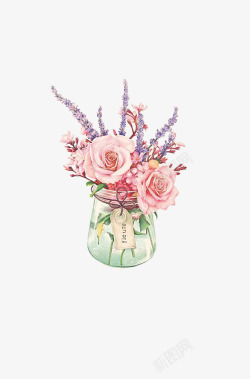 唯美玻璃花瓶和花素材
