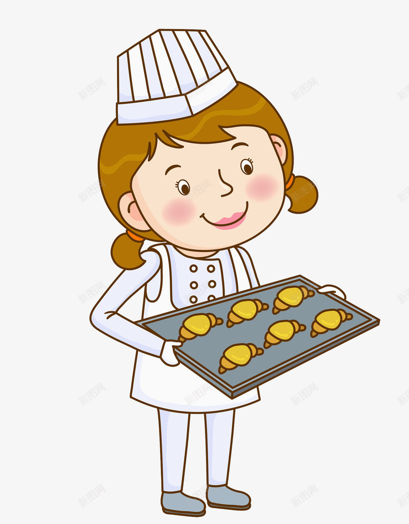 端着烤盘的面点师png免抠素材_新图网 https://ixintu.com 卡通 女人 微笑的 插图 烤盘 面点师 高兴地