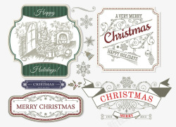 节日气氛分类标签圣诞欧式花边标签高清图片