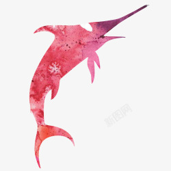 鱼类图形手绘彩色剑鱼剪影高清图片