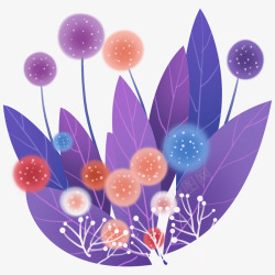 蒲公英图案装饰紫色蒲公英植物插画高清图片
