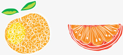 手绘可爱风格西柚和橙子素材