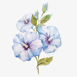 手绘蓝色清新母亲节花朵装饰矢量图素材