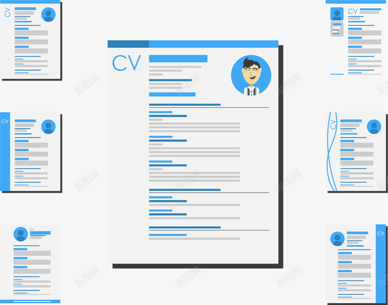 蓝色扁平求职简历模板矢量图ai免抠素材_新图网 https://ixintu.com 个人简历 扁平化 求职 矢量素材 简历模板 蓝色 矢量图