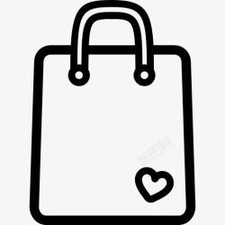一个轮廓购物袋轮廓工具与一个小的心图标高清图片