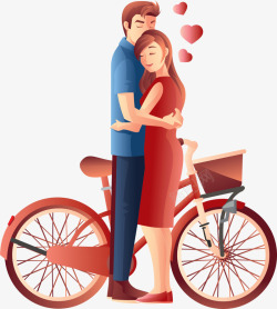 自行车爱心恩爱情侣素材