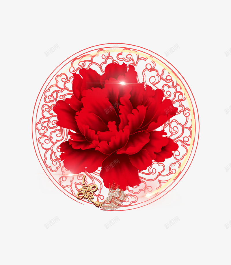 红色花朵装饰图案psd免抠素材_新图网 https://ixintu.com 唯美 圆形 大红花 婚礼 红色花朵 背景 装饰图案
