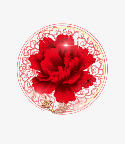 红色花朵装饰图案素材