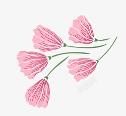 粉色布料手绘清新粉色花朵装饰高清图片