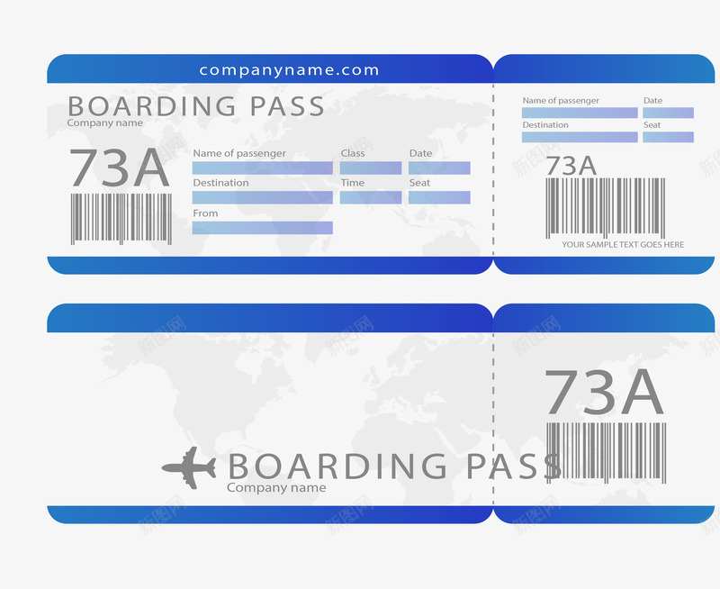 蓝色商务机票模板png免抠素材_新图网 https://ixintu.com 地图 扁平化 机票模板 矢量素材 蓝色