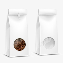 装着咖啡豆的袋子空白白色咖啡豆袋子包装矢量图高清图片