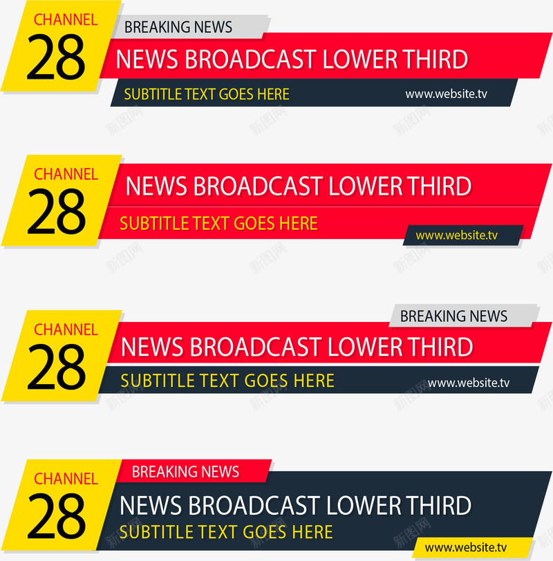 黄色标题框广告牌矢量图eps免抠素材_新图网 https://ixintu.com 商务 新闻标题框 新闻简报 矢量图 矢量素材 红色标题框