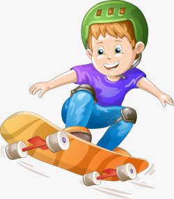 滑板卡通少年素材